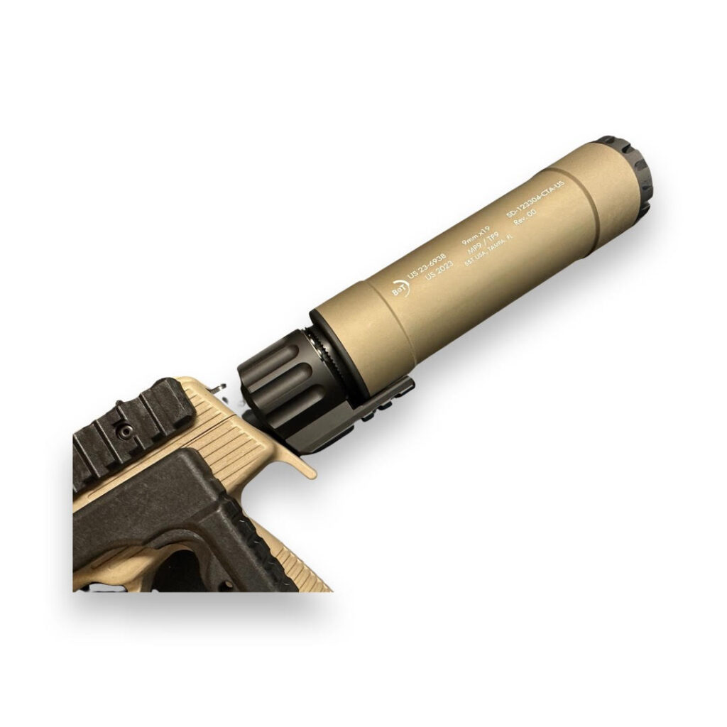 B&T TP9/MP9 RBS SUPPRESSOR Limited Anodized FDE/TAN Edition (With 3-Lug ...