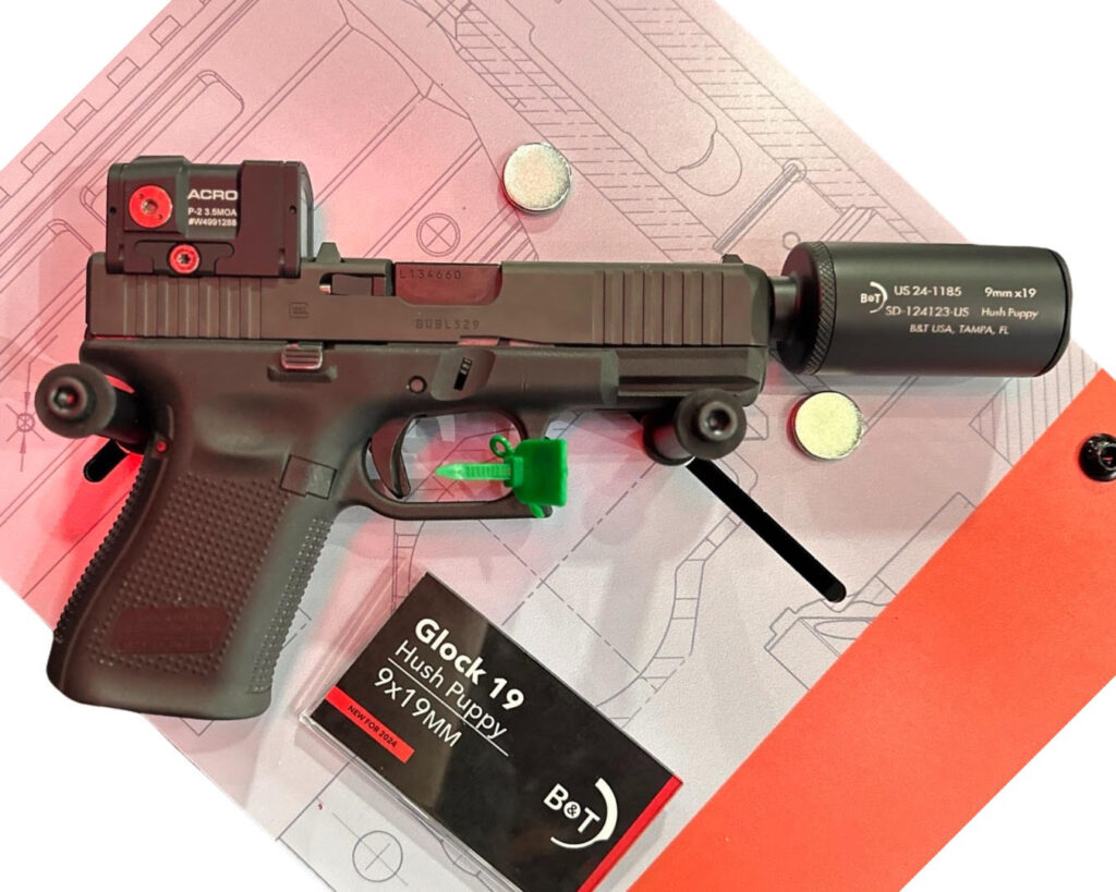 B&T Glock 19 Hush Puppy Edition Gen 5 w/ Aimpoint Acro P2. Slide lock ...