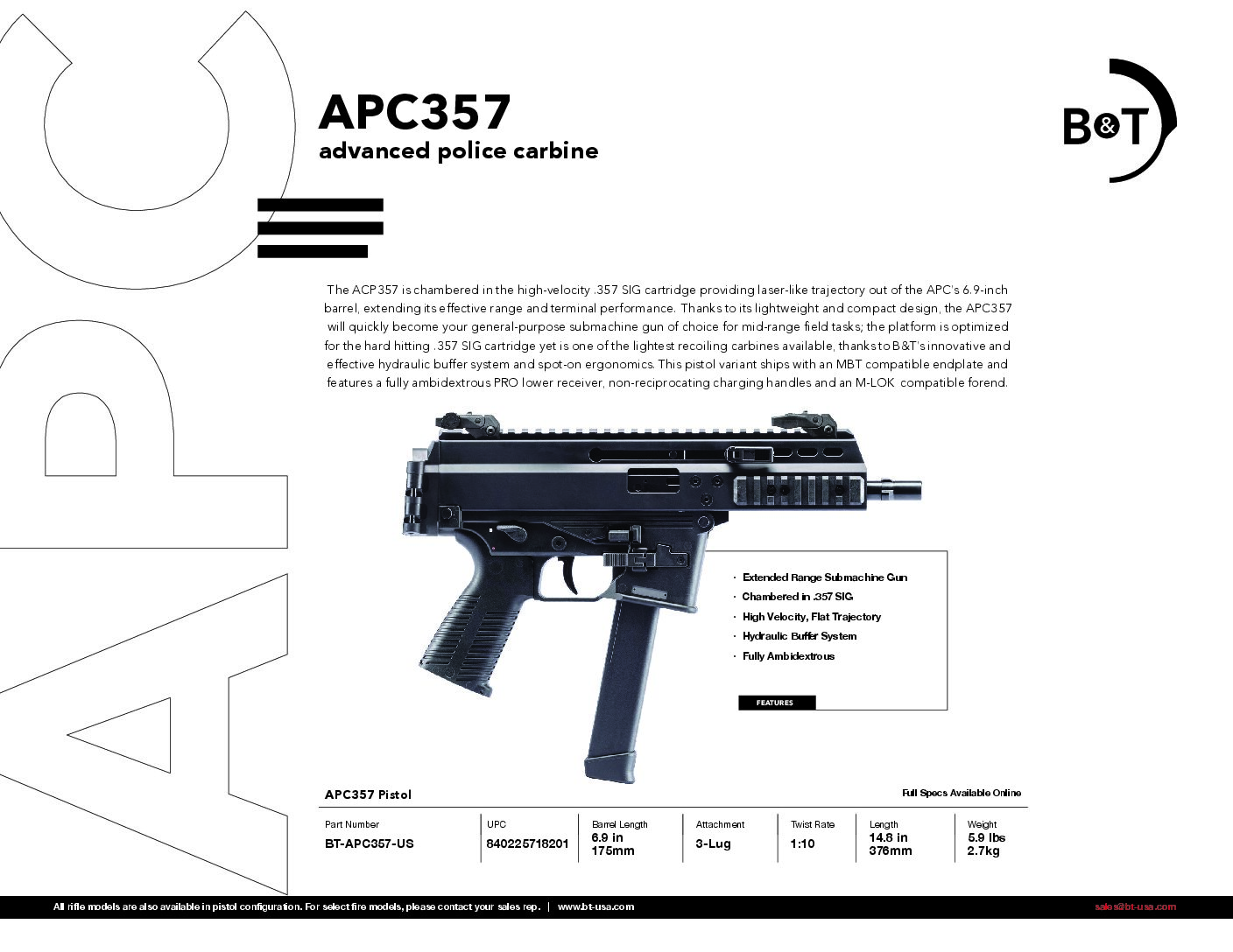 B&T APC357 SIG Pistol | APC Platform Chambered in the Powerful .357 SIG ...