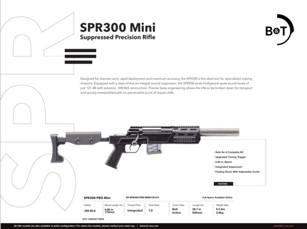 B&T SPR300 Mini SBR Suppressed Precision Rifle  -  BT-SPR300-PRO-MINI-US-KIT
