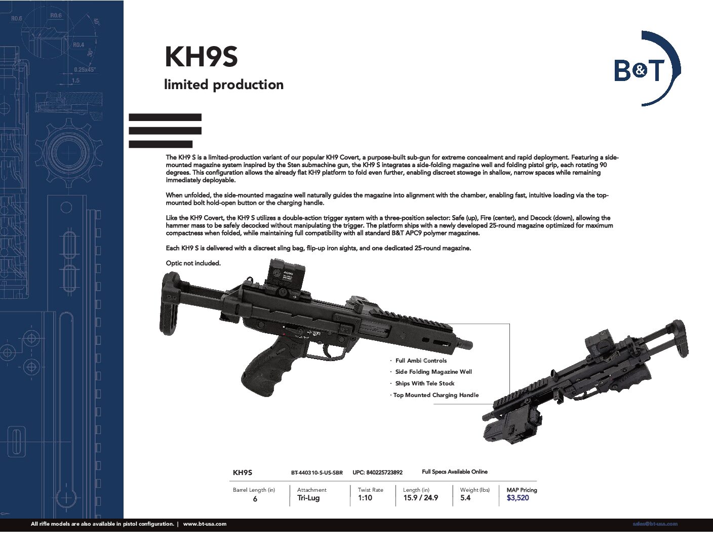 B&T KH9 S (STEN) SBR KH9S | BT-440310-S-US-SBR - Image 3